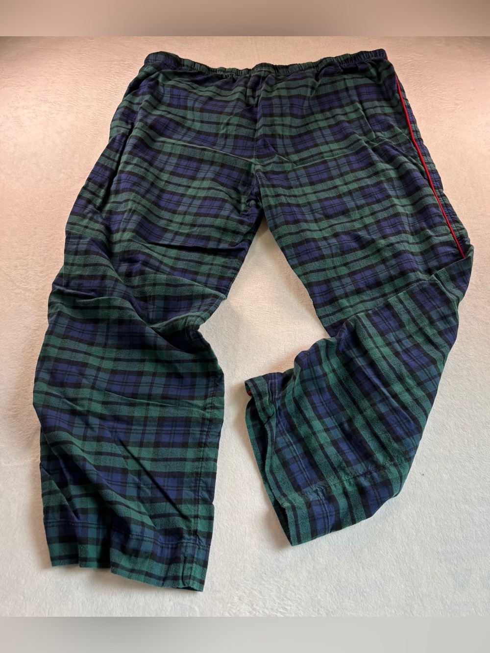 Vineyard Vines Green & Navy Plaid Lounge Pajama Pants with Red Trim - Picture 6 of 10